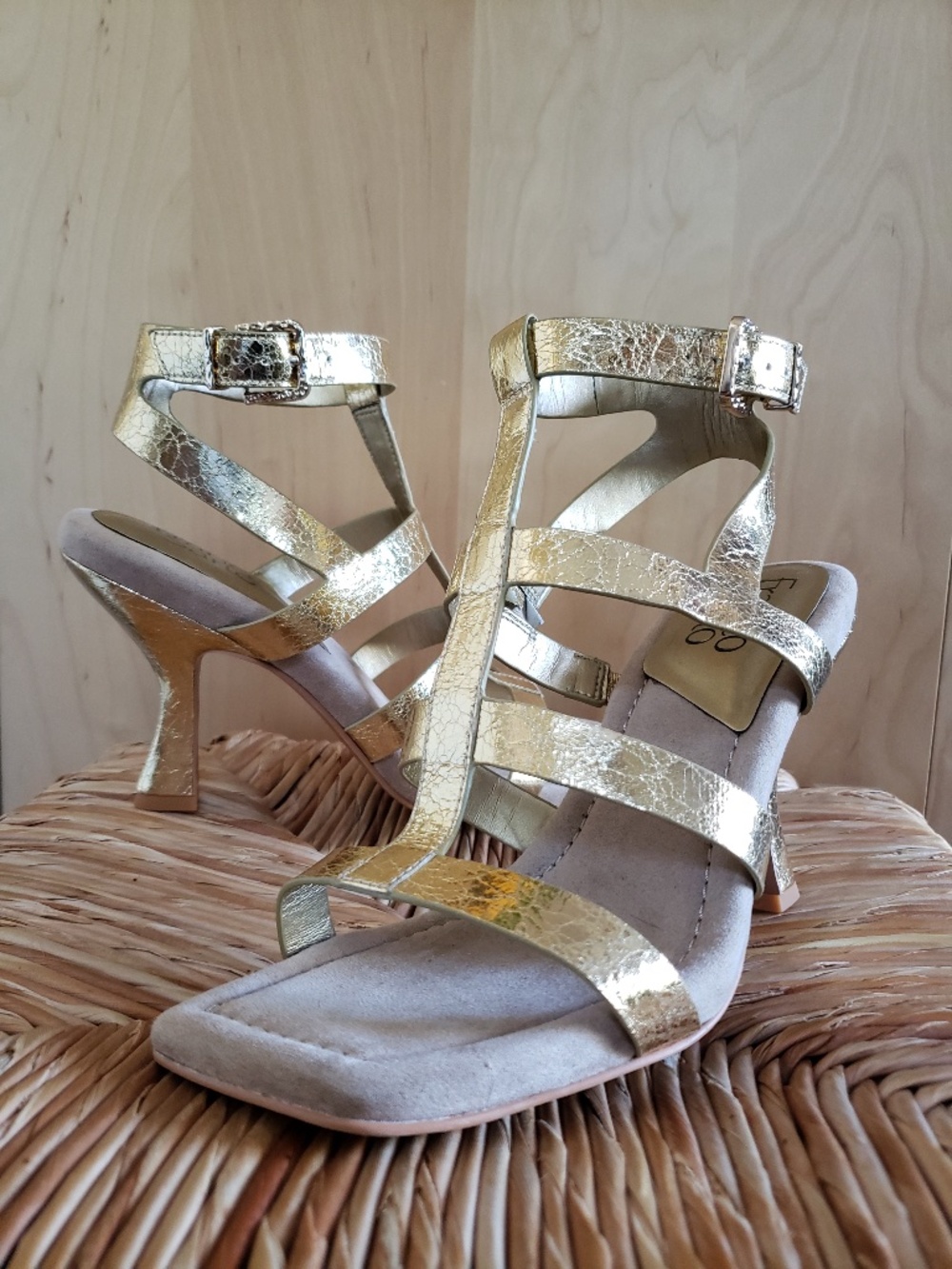 Franco Sarto Metallic Gold Gladiator Sandals Size 7